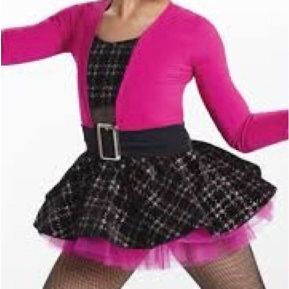 Weissman Glitter Plaid Sassy Skirt Dance Dress Size 7/8 - Picture 2 of 11